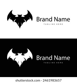 Einfache schwarze Silhouette Design Fledermaus Logo Illustration eines Nachttieres mit einem minimalistischen Konzept