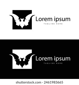 Simple black silhouette design bat logo illustration of a nighttime animal with a minimalist concept