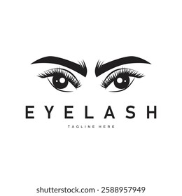 simple black silhouette design eyelash logo decoration beautify the face with a template concept for salon, spa, cosmetic shop or other business