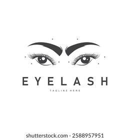 simple black silhouette design eyelash logo decoration beautify the face with a template concept for salon, spa, cosmetic shop or other business