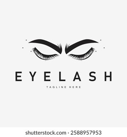 simple black silhouette design eyelash logo decoration beautify the face with a template concept for salon, spa, cosmetic shop or other business