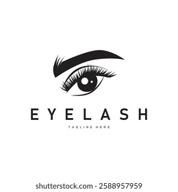 simple black silhouette design eyelash logo decoration beautify the face with a template concept for salon, spa, cosmetic shop or other business