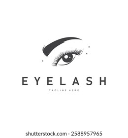 simple black silhouette design eyelash logo decoration beautify the face with a template concept for salon, spa, cosmetic shop or other business