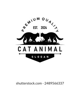 diseño de silueta simple negro logotipo de gato de mascota ilustración de Plantilla de cuidado animal