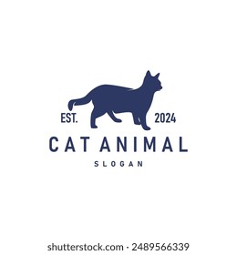 diseño de silueta simple negro logotipo de gato de mascota ilustración de Plantilla de cuidado animal