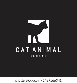 diseño de silueta simple negro logotipo de gato de mascota ilustración de Plantilla de cuidado animal