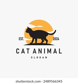 diseño de silueta simple negro logotipo de gato de mascota ilustración de Plantilla de cuidado animal