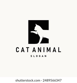 diseño de silueta simple negro logotipo de gato de mascota ilustración de Plantilla de cuidado animal