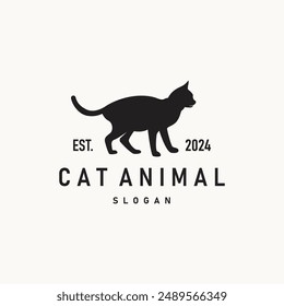 diseño de silueta simple negro logotipo de gato de mascota ilustración de Plantilla de cuidado animal