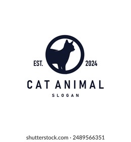 diseño de silueta simple negro logotipo de gato de mascota ilustración de Plantilla de cuidado animal