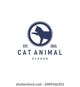 diseño de silueta simple negro logotipo de gato de mascota ilustración de Plantilla de cuidado animal