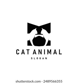 diseño de silueta simple negro logotipo de gato de mascota ilustración de Plantilla de cuidado animal