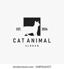 diseño de silueta simple negro logotipo de gato de mascota ilustración de Plantilla de cuidado animal