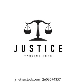 Simple black silhouette design of the scales of justice logo with a minimalist concept suitable for company or brand identity with a legal concept