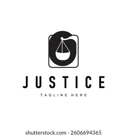 Simple black silhouette design of the scales of justice logo with a minimalist concept suitable for company or brand identity with a legal concept