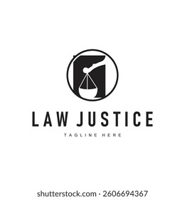 Simple black silhouette design of the scales of justice logo with a minimalist concept suitable for company or brand identity with a legal concept