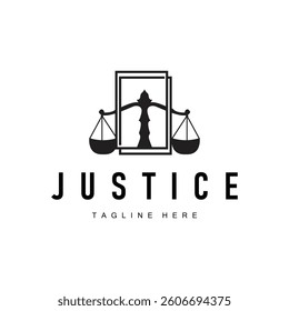 Simple black silhouette design of the scales of justice logo with a minimalist concept suitable for company or brand identity with a legal concept