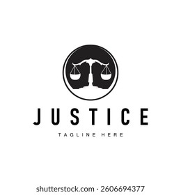 Simple black silhouette design of the scales of justice logo with a minimalist concept suitable for company or brand identity with a legal concept