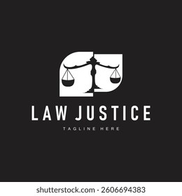 Simple black silhouette design of the scales of justice logo with a minimalist concept suitable for company or brand identity with a legal concept