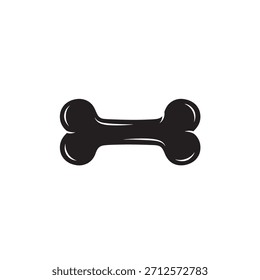 Eine einfache schwarze Silhouette eines Hundeknochens auf weißem Hintergrund, perfekt für haustierbezogene Designs und Branding