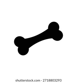 Simple black silhouette of a dog bone on a white background