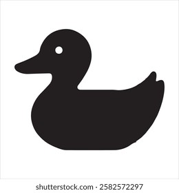 Simple black silhouette of a duck.