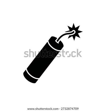 Simple black silhouette of a dynamite stick with a lit fuse