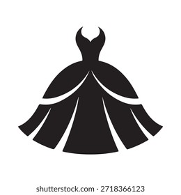 A simple black silhouette of an elegant flowing evening gown