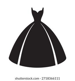 Uma silhueta preta simples de um vestido de noite elegante e completo