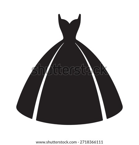 A simple black silhouette of an elegant full length evening gown