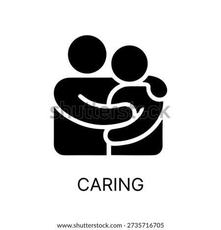 Simple Black Silhouette Embrace Graphic Symbol Affection and Support Icon