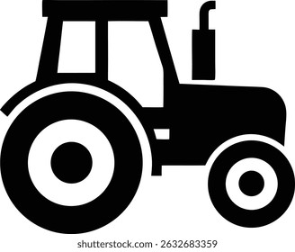 Simple black silhouette of a farm tractor icon.