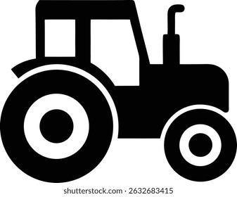 Simple black silhouette of a farm tractor