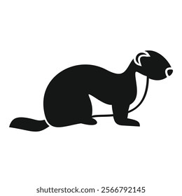 Simple black silhouette of a ferret standing on four legs