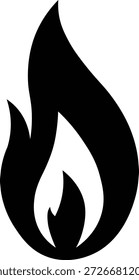 Silueta negra simple de un icono de llama de fuego para la energía de advertencia de peligro y el símbolo de Industrial de calor
