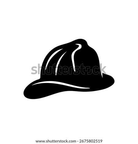 Simple black silhouette of a firefighter helmet emblem for safety and protection symbolism