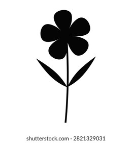 Simple black silhouette of a five-petaled flower on a white background
