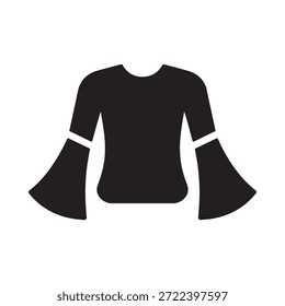 Una silueta negra simple de un top o blusa de manga acampanada