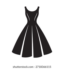 Simple black silhouette of a flared sleeveless summer dress design