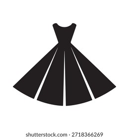 Una silueta negra simple de un vestido de estilo vintage acampanado