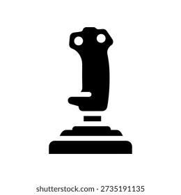 Simple black silhouette of a flight simulator joystick on a white background, symbolizing aviation and gaming technology.