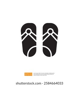 A simple black silhouette of flip-flops, symbolizing casual footwear often associated with summer, beach outings, and relaxed lifestyles.