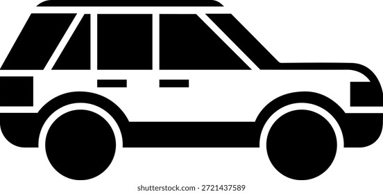 A simple black silhouette of a four wheel drive vehicle side view	
