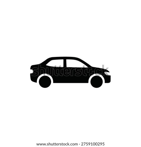 A simple black silhouette of a four-door sedan against a white background, showcasing basic car shape.