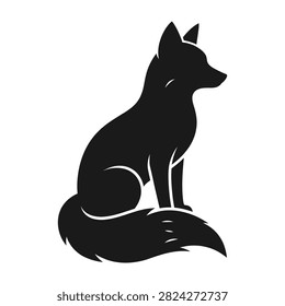 Simple black silhouette of a fox sitting on its tail. Minimalist vector icon suitable for logos, web design, and t-shirt prints.
