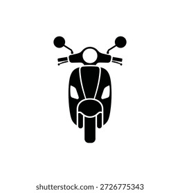 Silueta negra simple de una ilustración de scooter de vista frontal