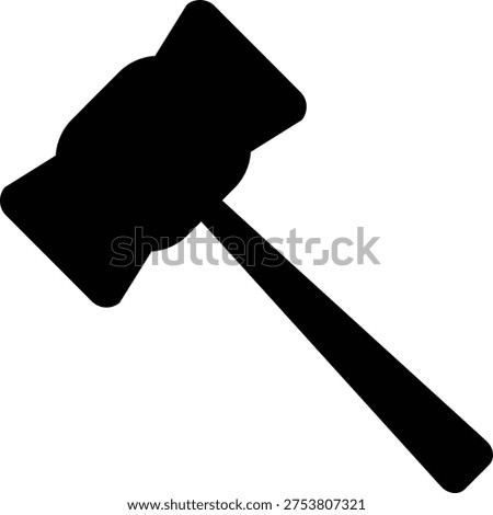 A simple black silhouette of a gavel, representing legal authority, court proceedings, and judicial decisions.