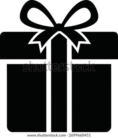 Simple black silhouette of a gift box with a bow