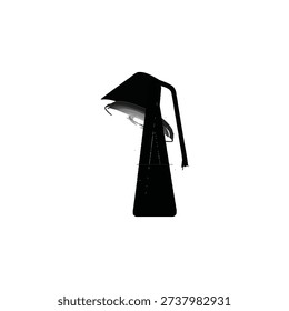 Simple black silhouette of a grim reaper figure with a hooded cloak