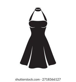 Einfache schwarze Silhouette eines Neckholder Kleid ein Mode-Design-Element